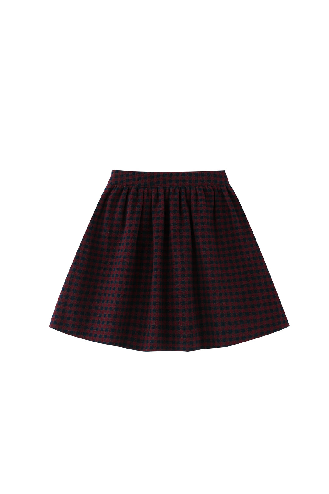 checkered circle skirt - burgundy checkered