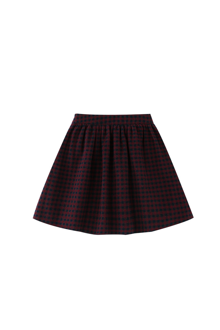checkered circle skirt - burgundy checkered