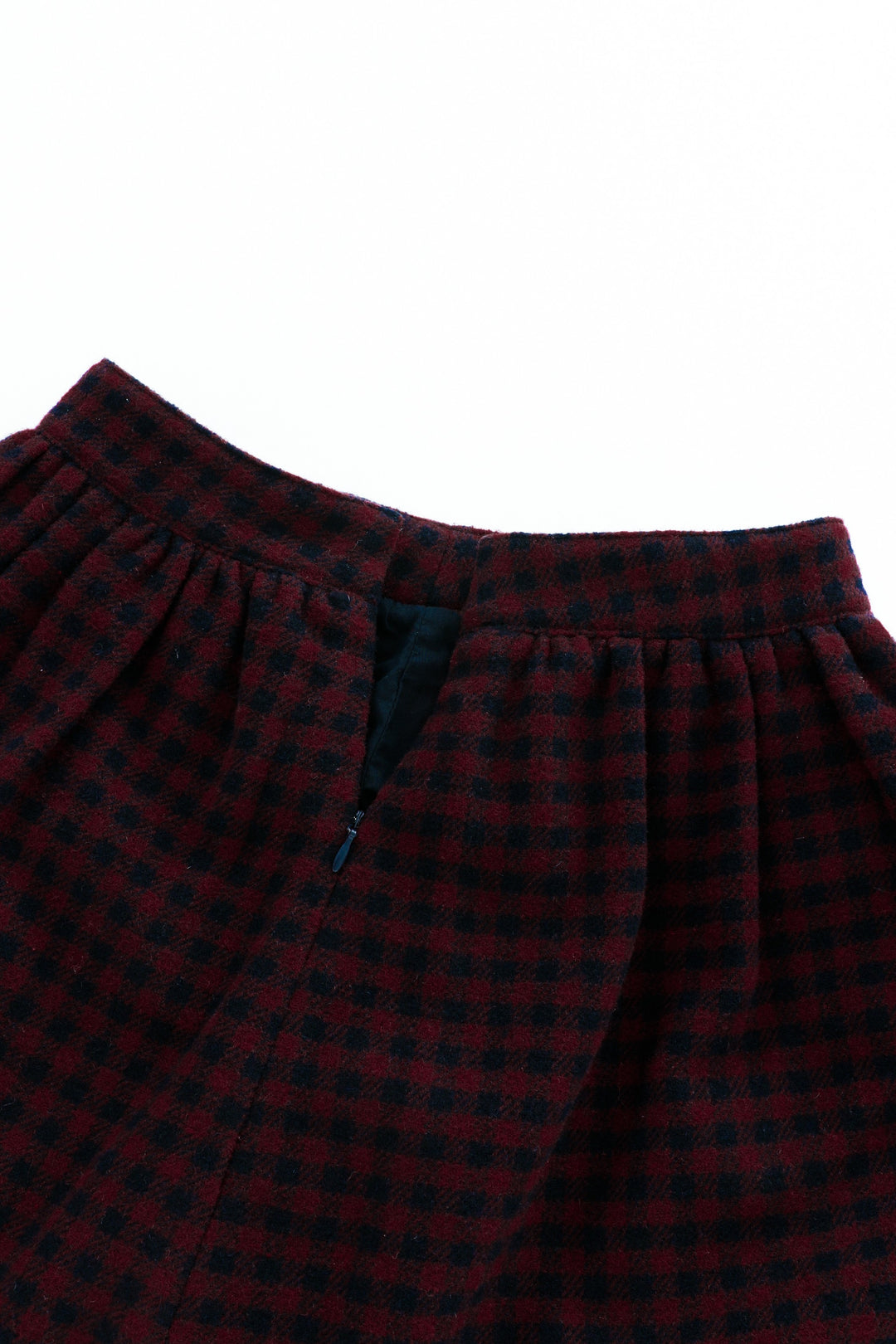 checkered circle skirt - burgundy checkered