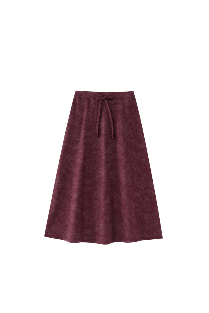 midi tie dye skirt - burgundy