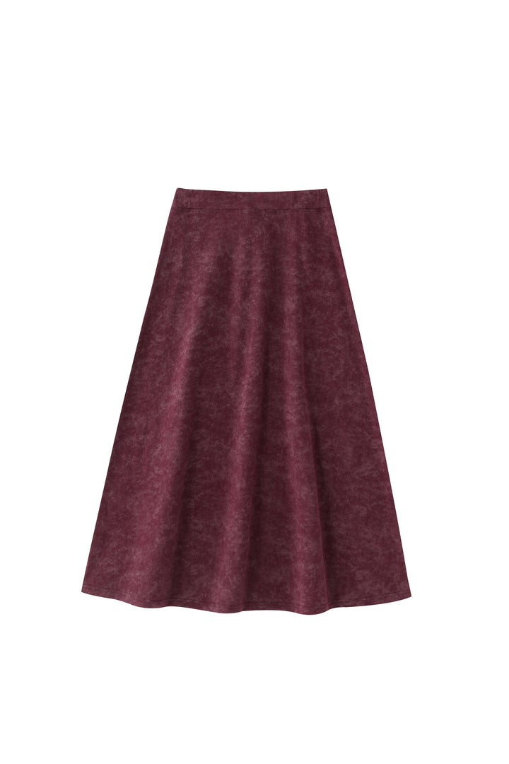 midi tie dye skirt - burgundy