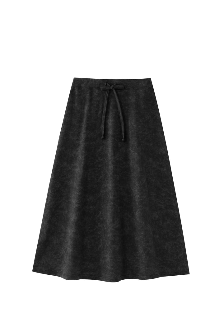 midi tie dye skirt - black