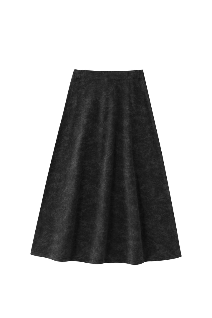 midi tie dye skirt - black