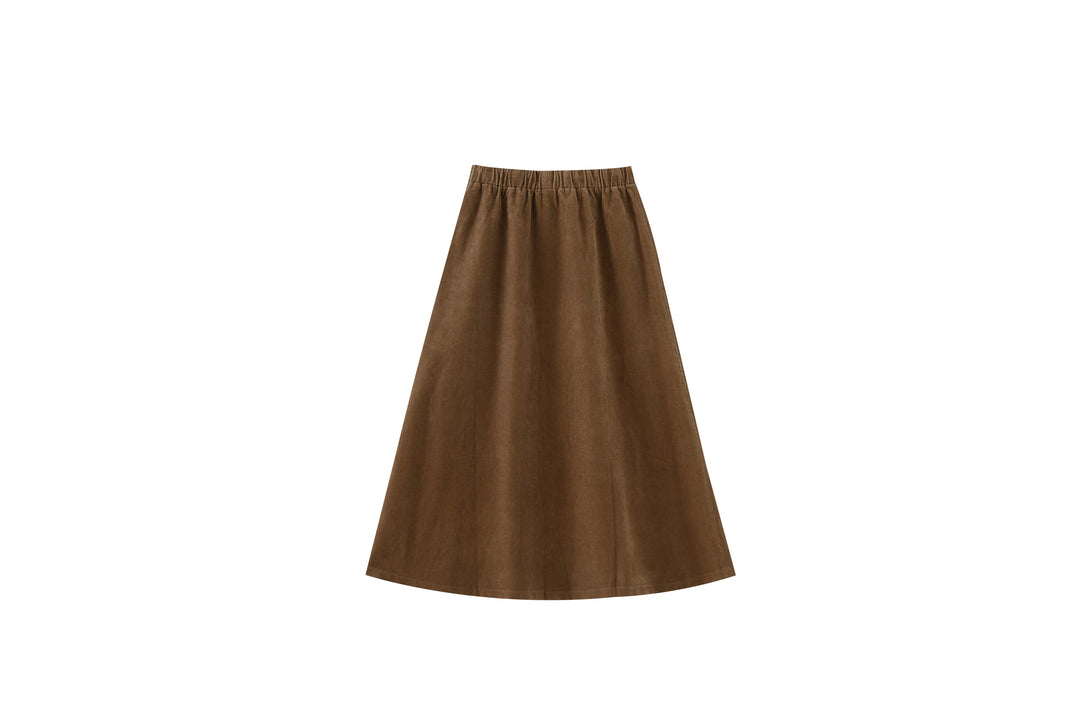 midi corduroy skirt with pockets - mocha