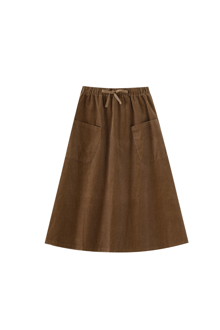 midi corduroy skirt with pockets - mocha