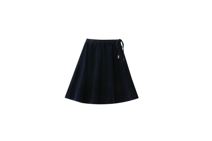 corduroy circle skirt with tie - navy