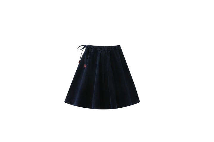 corduroy circle skirt with tie - navy