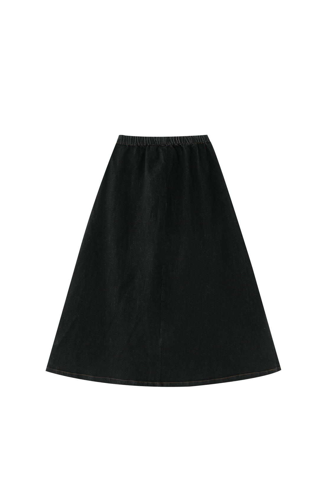 midi circle skirt with pockets and tie - black denim