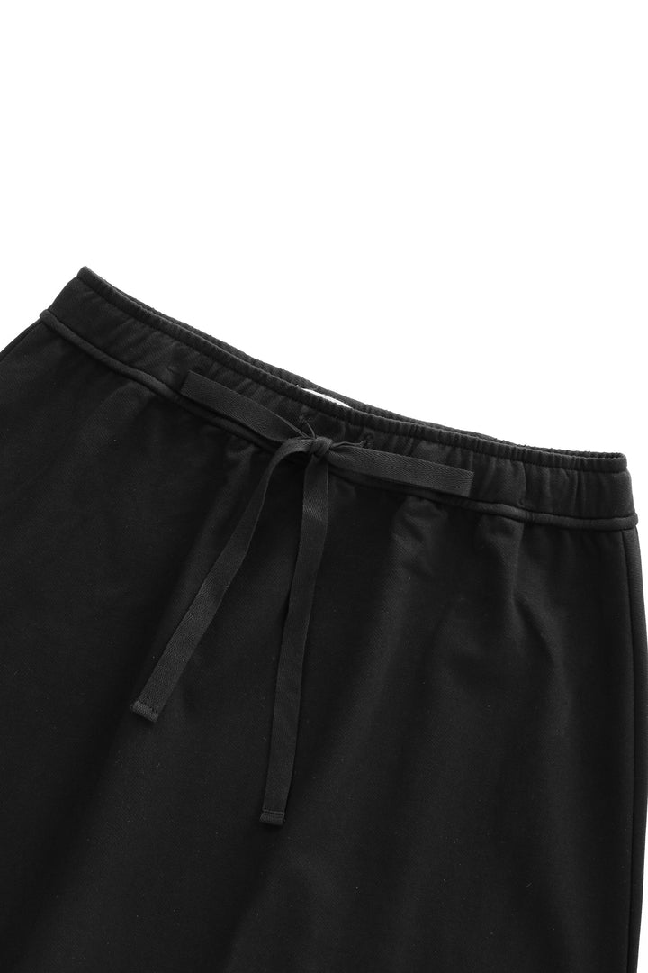 midi circle skirt with center tie - black