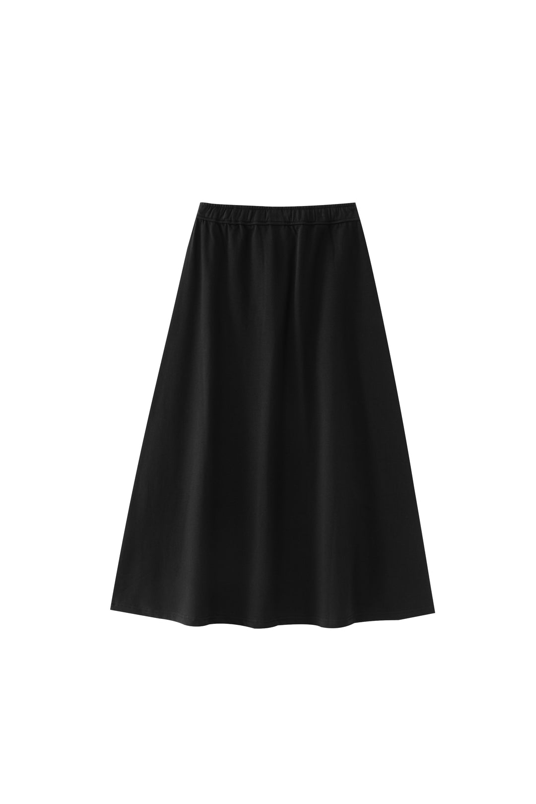 midi circle skirt with center tie - black