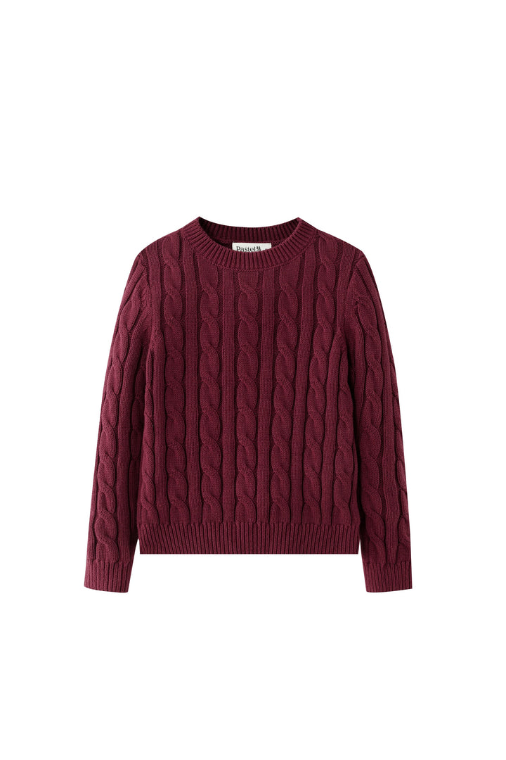 cable sweater - burgundy