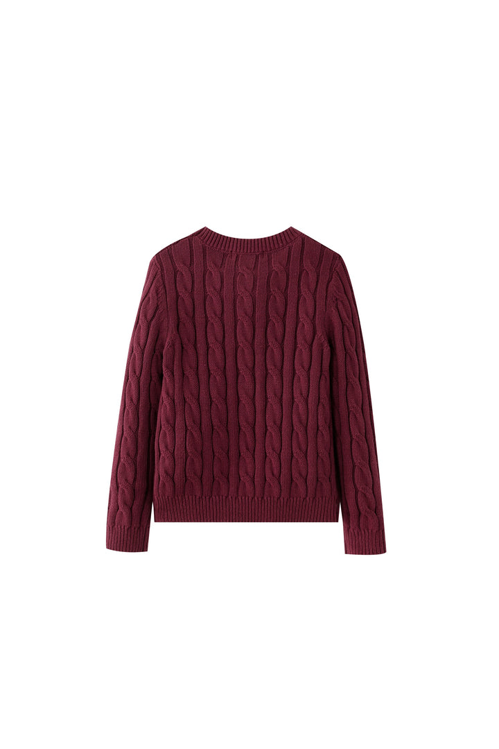 cable sweater - burgundy
