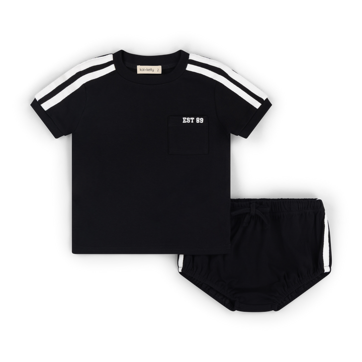 set outfit tee s/s and bloomer - black