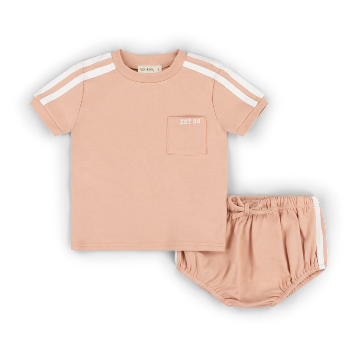 set outfit tee s/s and bloomer - pink