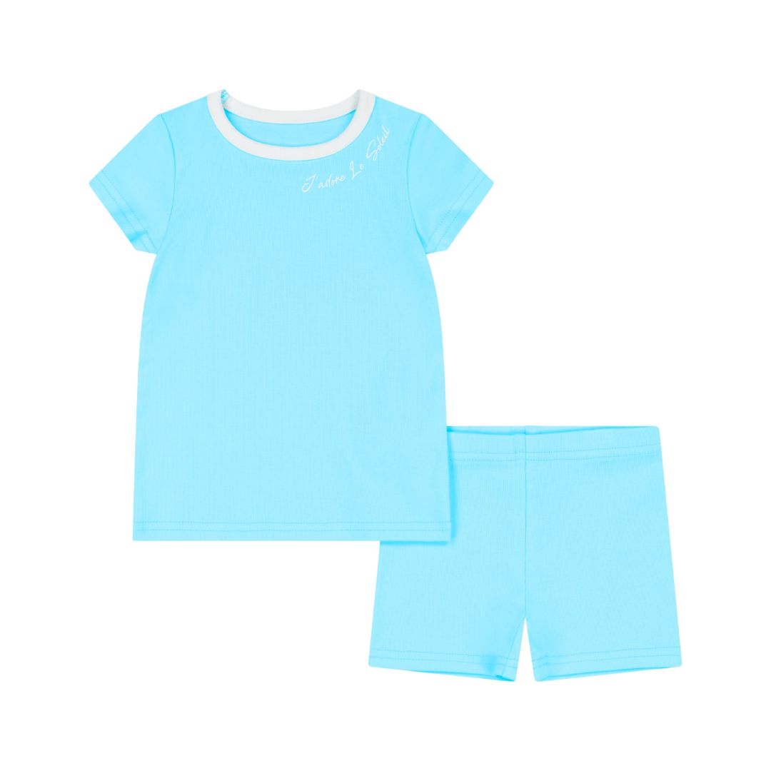set outfit tee s/s and shorts - blue