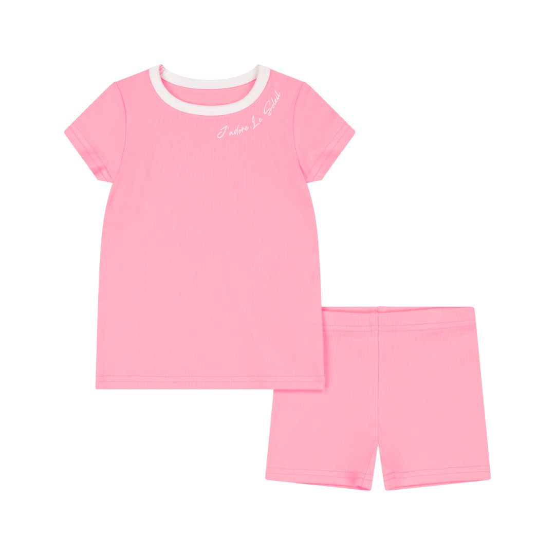 set outfit tee s/s and shorts - pink