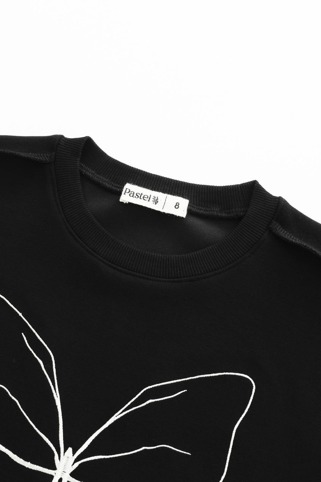 embroidered butterfly top - black