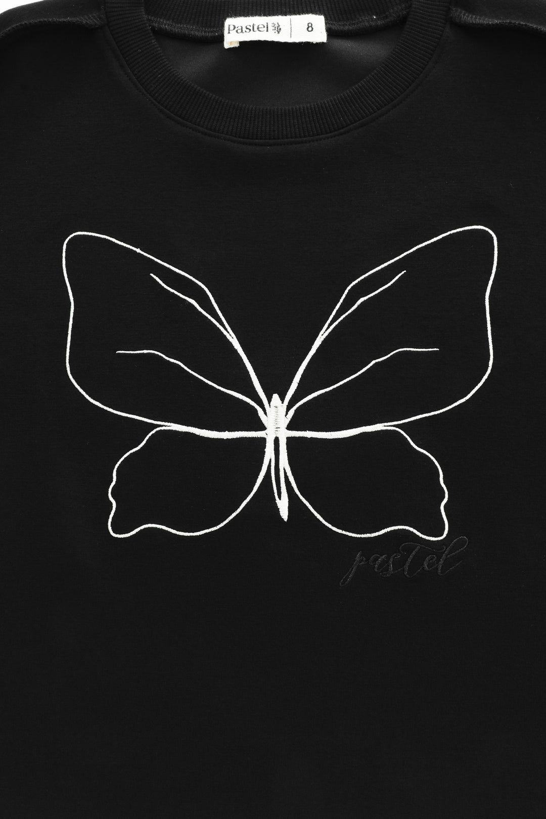 embroidered butterfly top - black