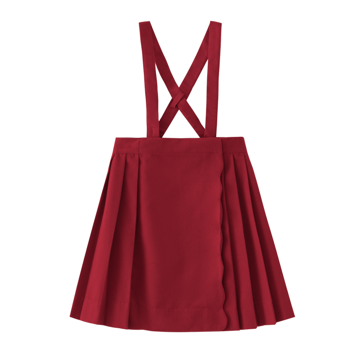 skirt scalloped suspender - red