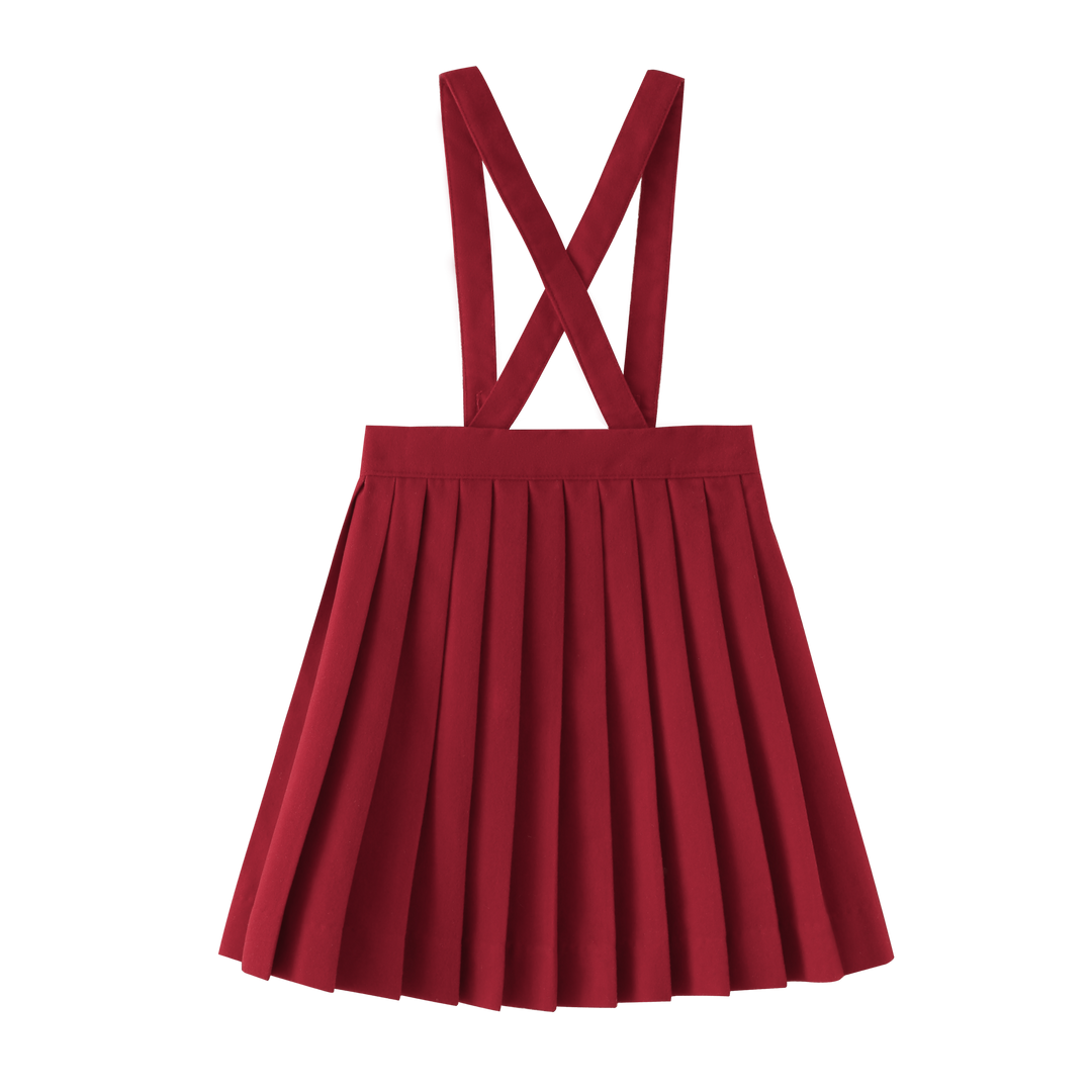 skirt scalloped suspender - red