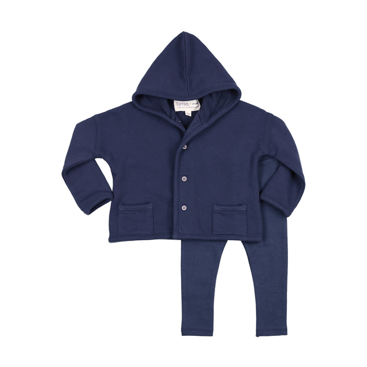 set outfit hooded cardigan and pants - washed blue