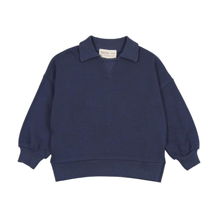 polo l/s sweatshirt corduroy collar - washed blue