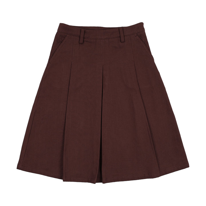 skirt denim pleated - washed burgundy