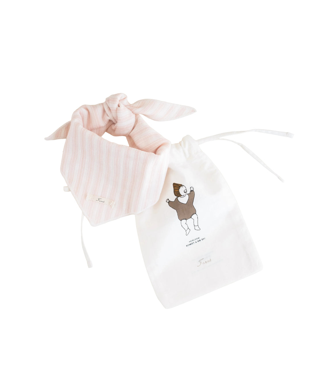 bib bandana ticking  - pink
