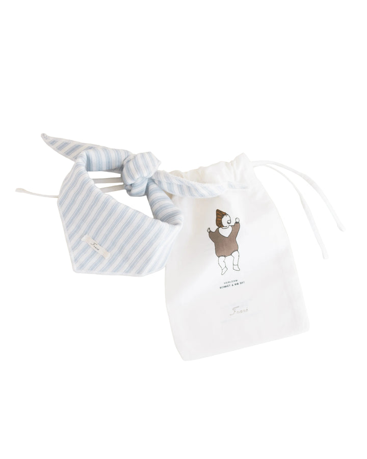 bib bandana ticking  - blue