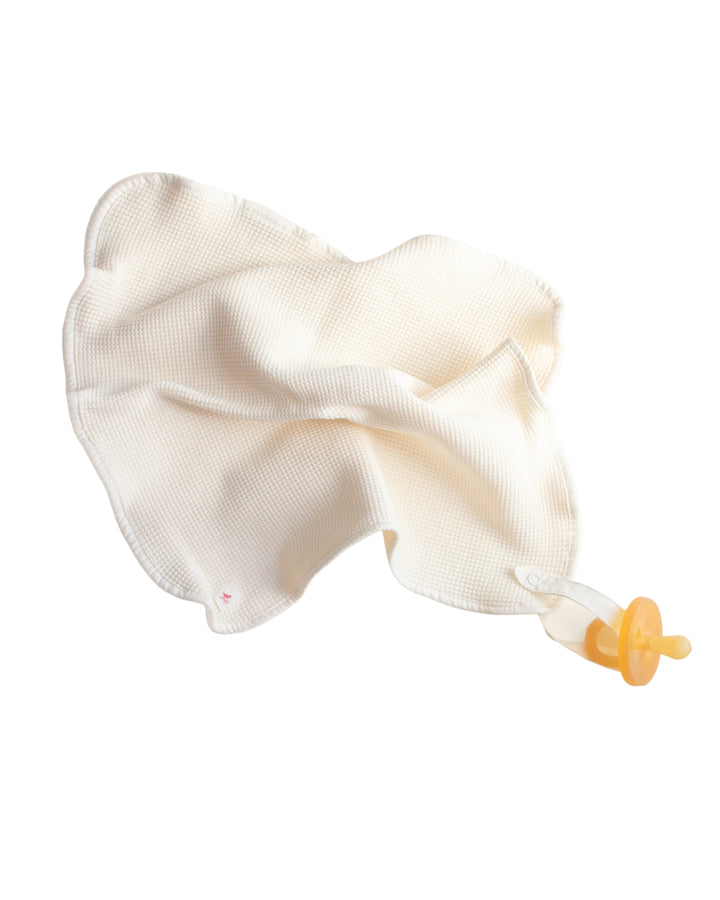 lovey waffle paci holder  - ecru
