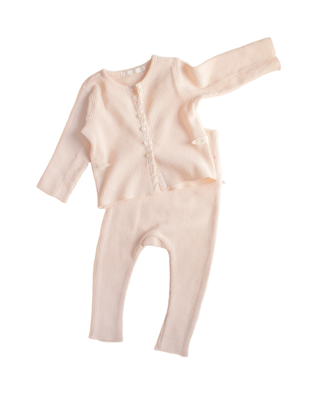 set knit waffle cardigan with leggings - ballet