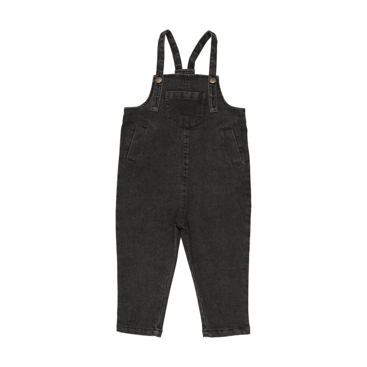 one piece long denim overalls - dark denim