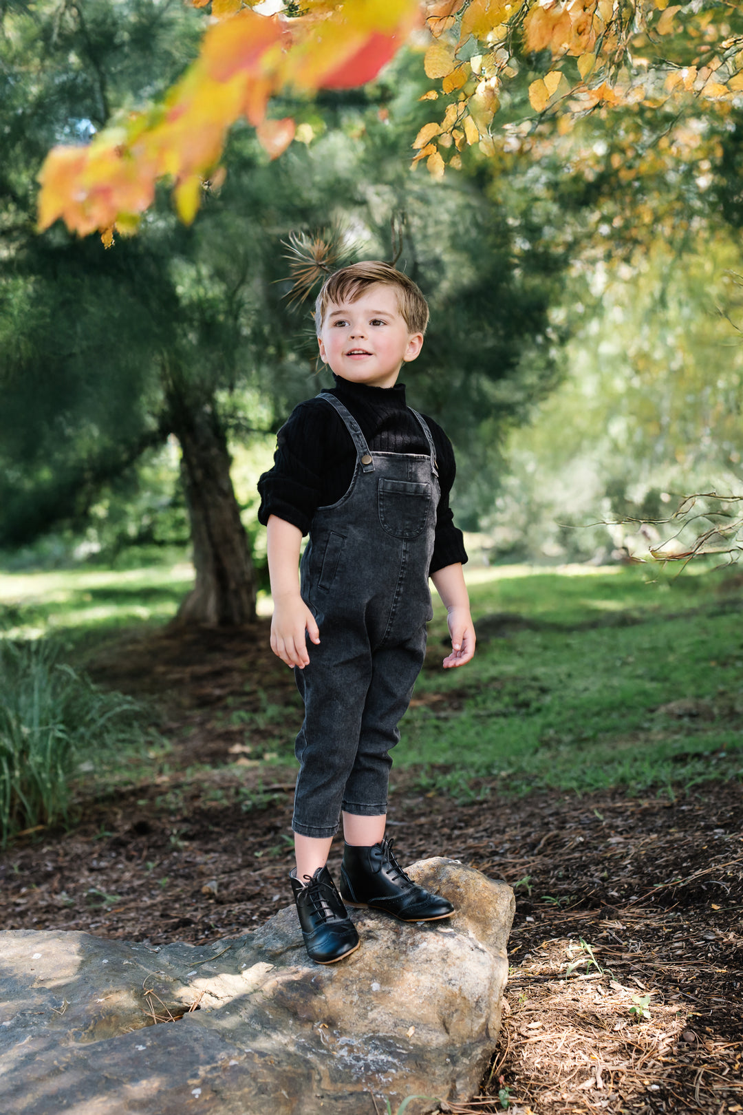 one piece long denim overalls - dark denim