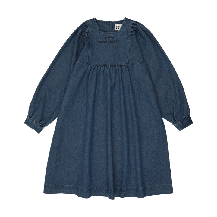 dress high waisted denim with puffy sleeve - denim