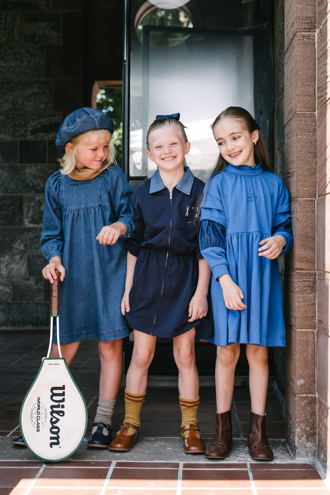 dress high waisted denim with puffy sleeve - denim
