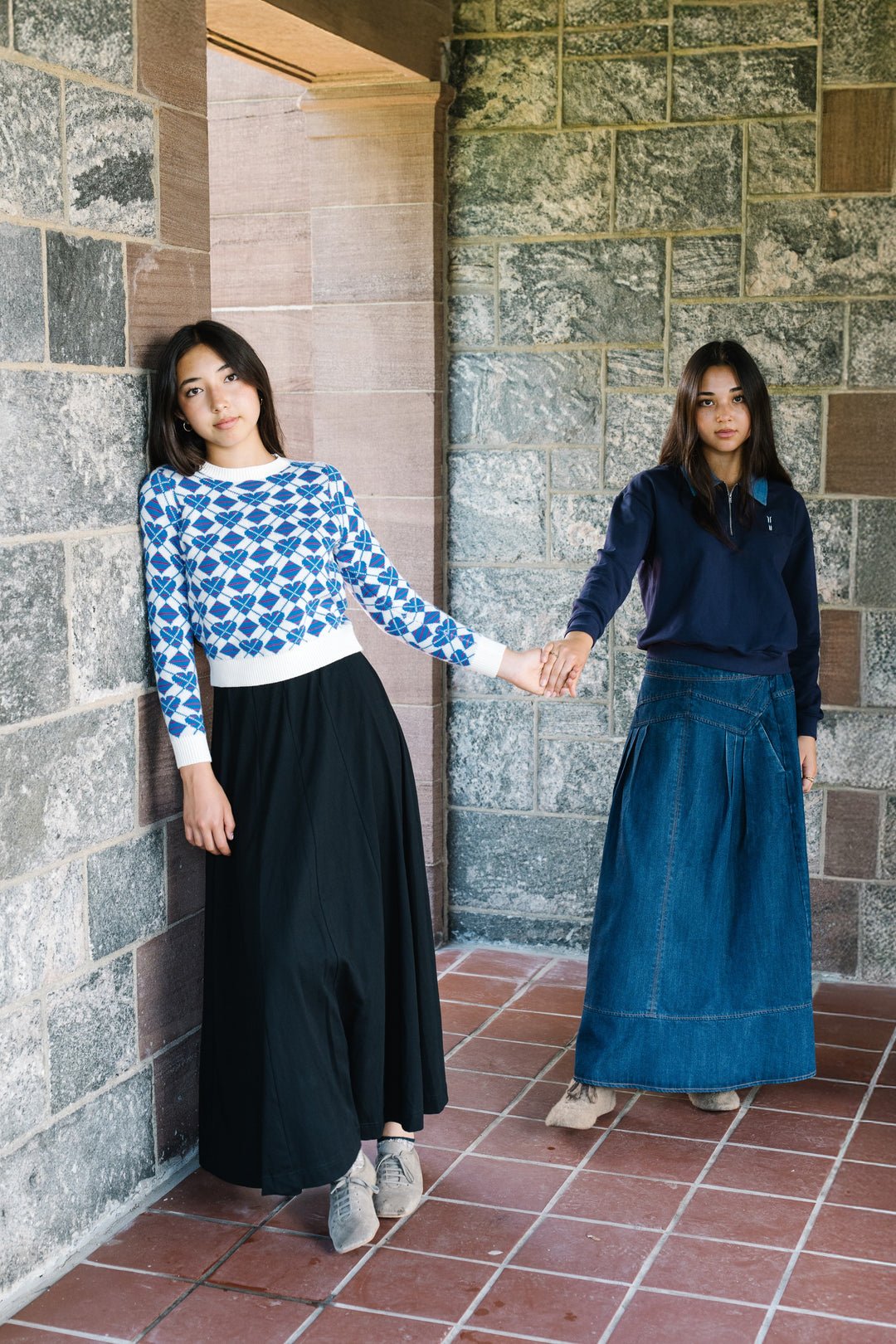 top l/s knit hearts sweater - printed