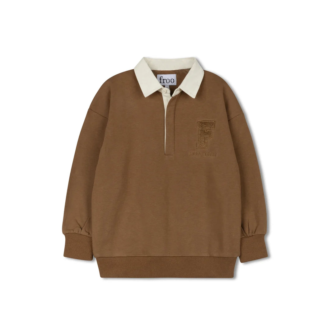 polo l/s sherpa logo sweat - brown