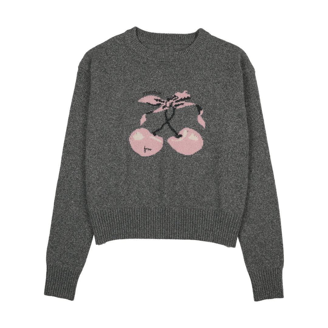 top l/s fuzzy knit mon cheri sweater - grey