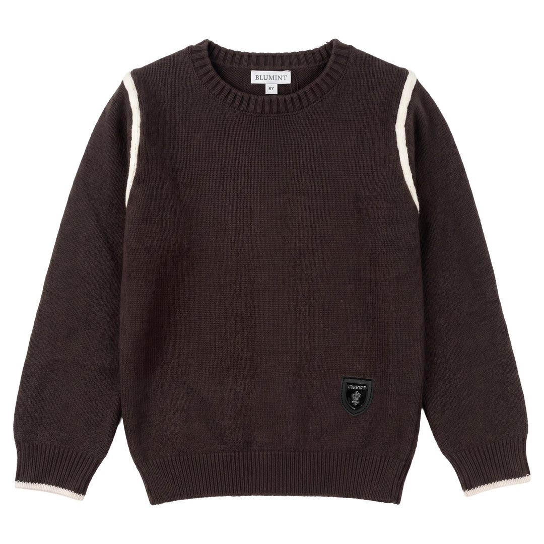 top l/s rope detail knit sweater - brown