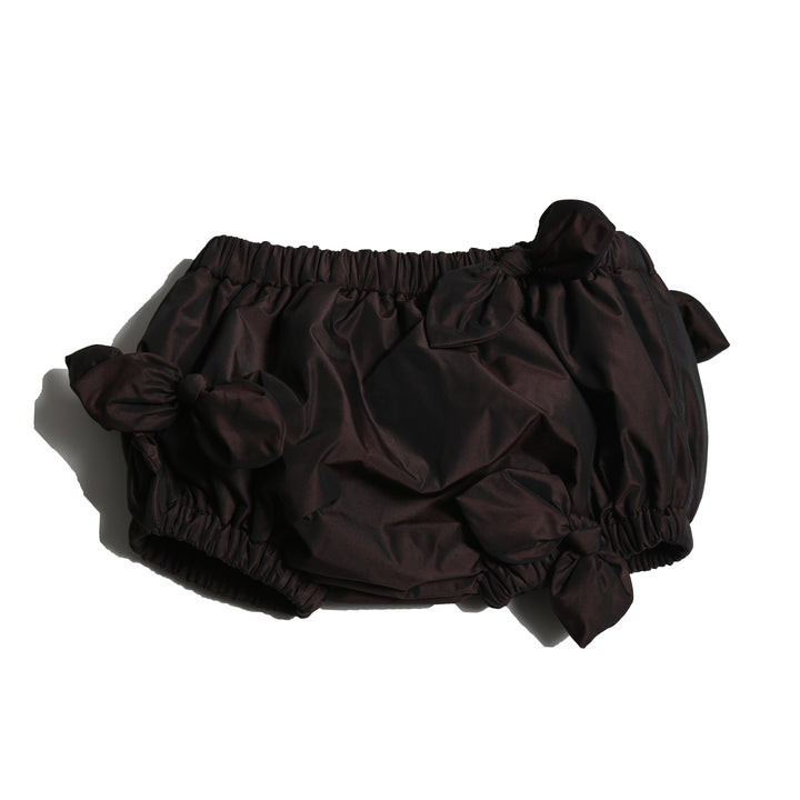 one piece tafetta embellished bow bloomer - raisin