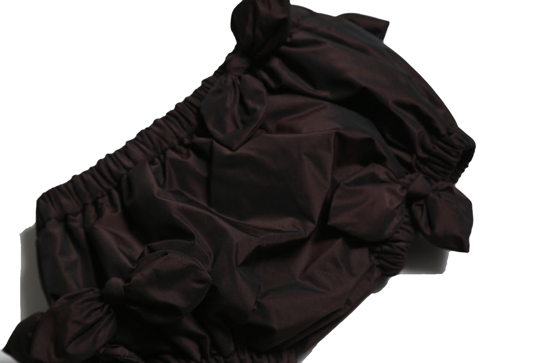one piece tafetta embellished bow bloomer - raisin