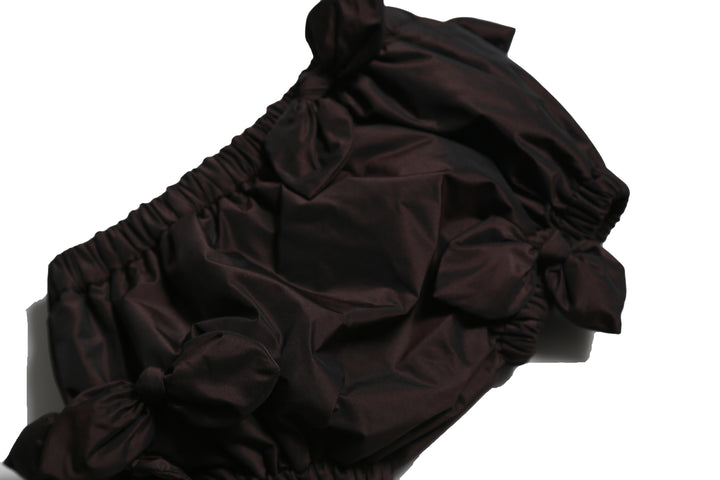 one piece tafetta embellished bow bloomer - raisin