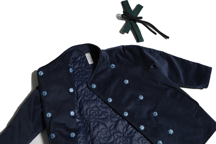 jacket long wrap bow - sapphire