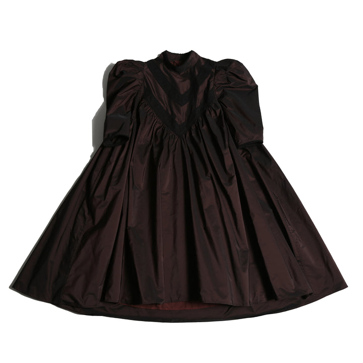 dress tafetta lace yoke - raisin