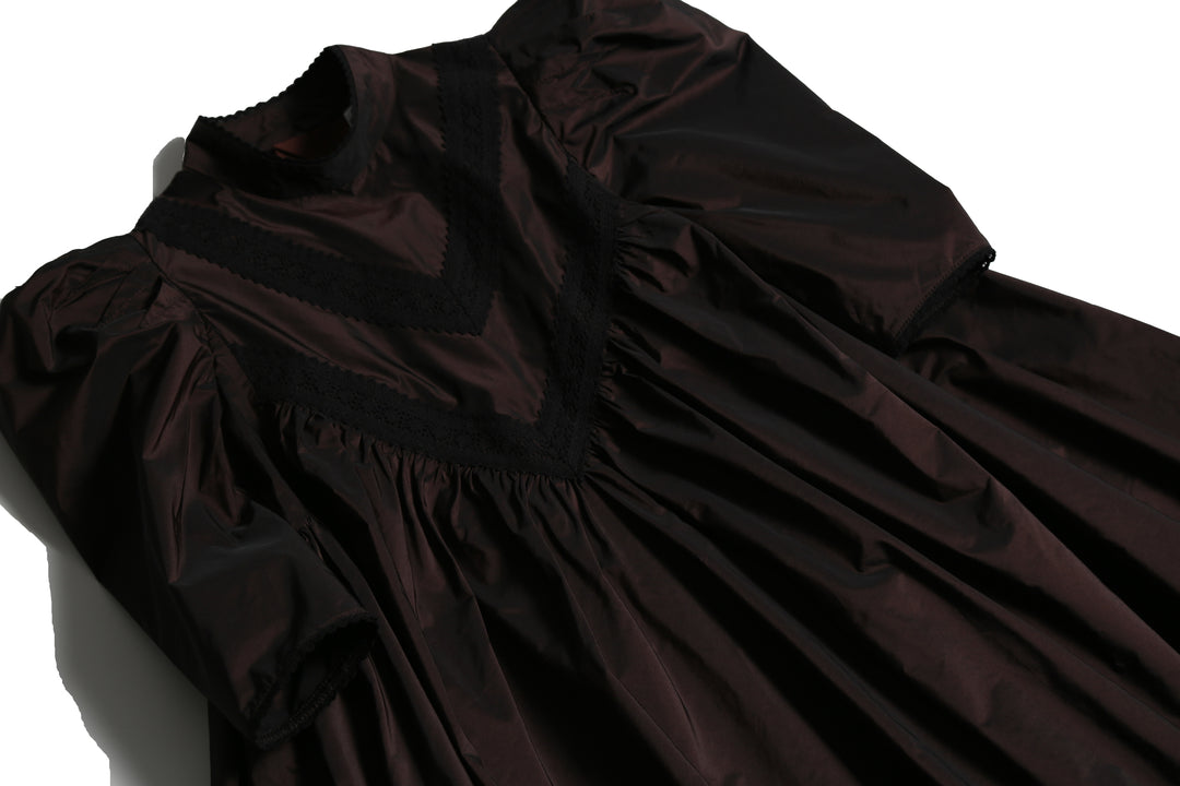 dress tafetta lace yoke - raisin