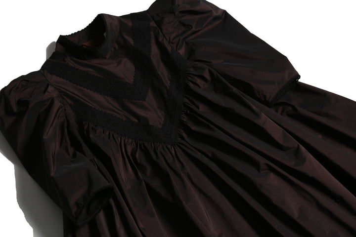 dress tafetta lace yoke - raisin