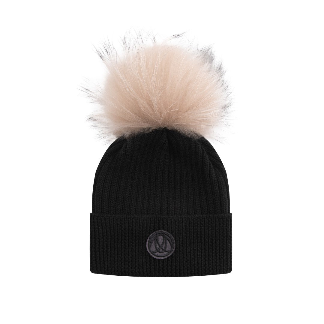 hat cable knit stripe beanie - rust/black