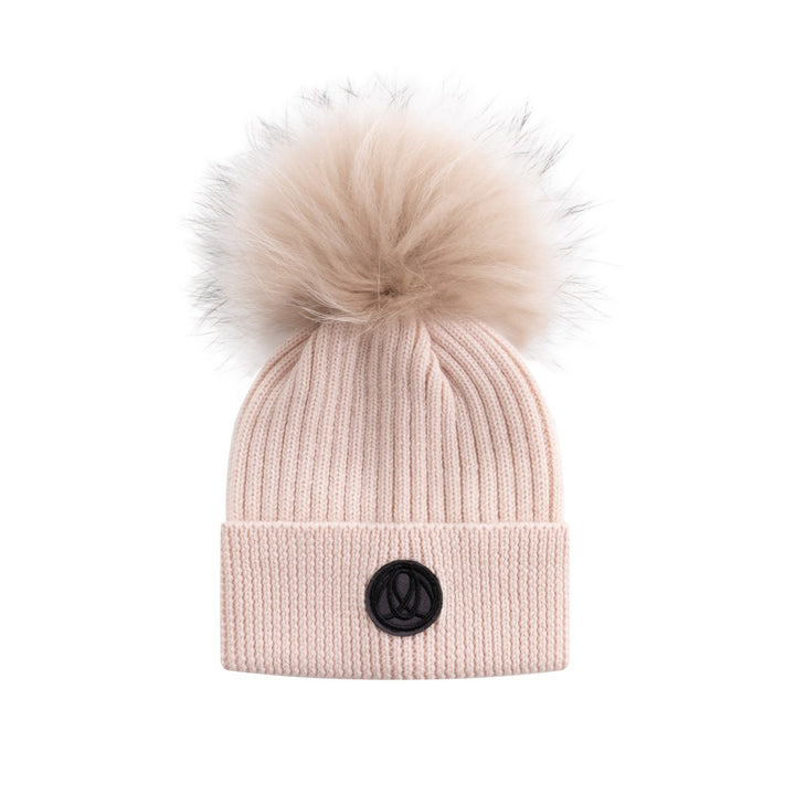 hat chunky knit logo beanie - pale pink