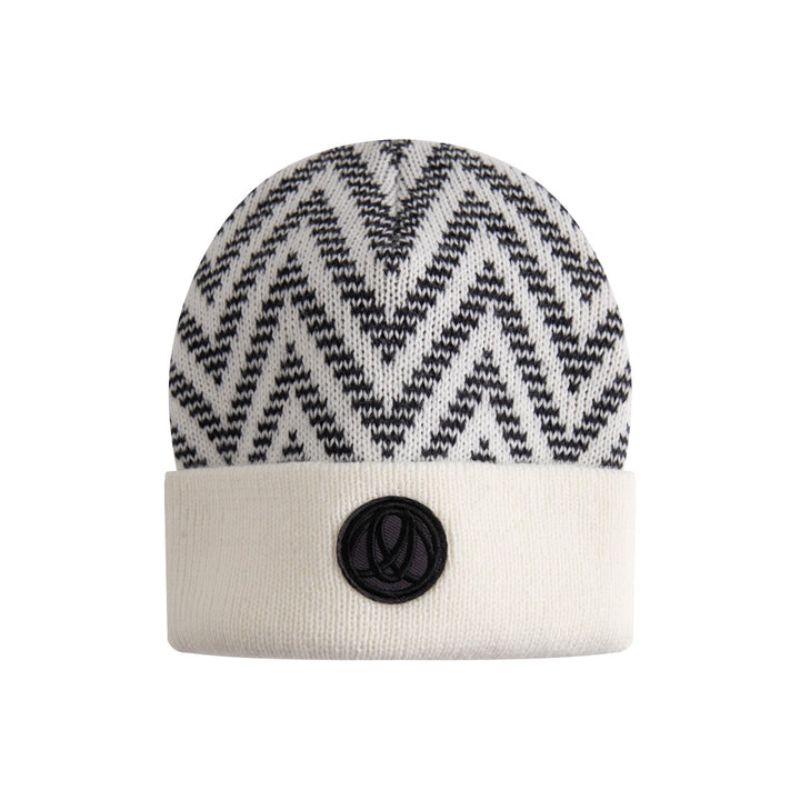 hat chevron knit beanie - white/black