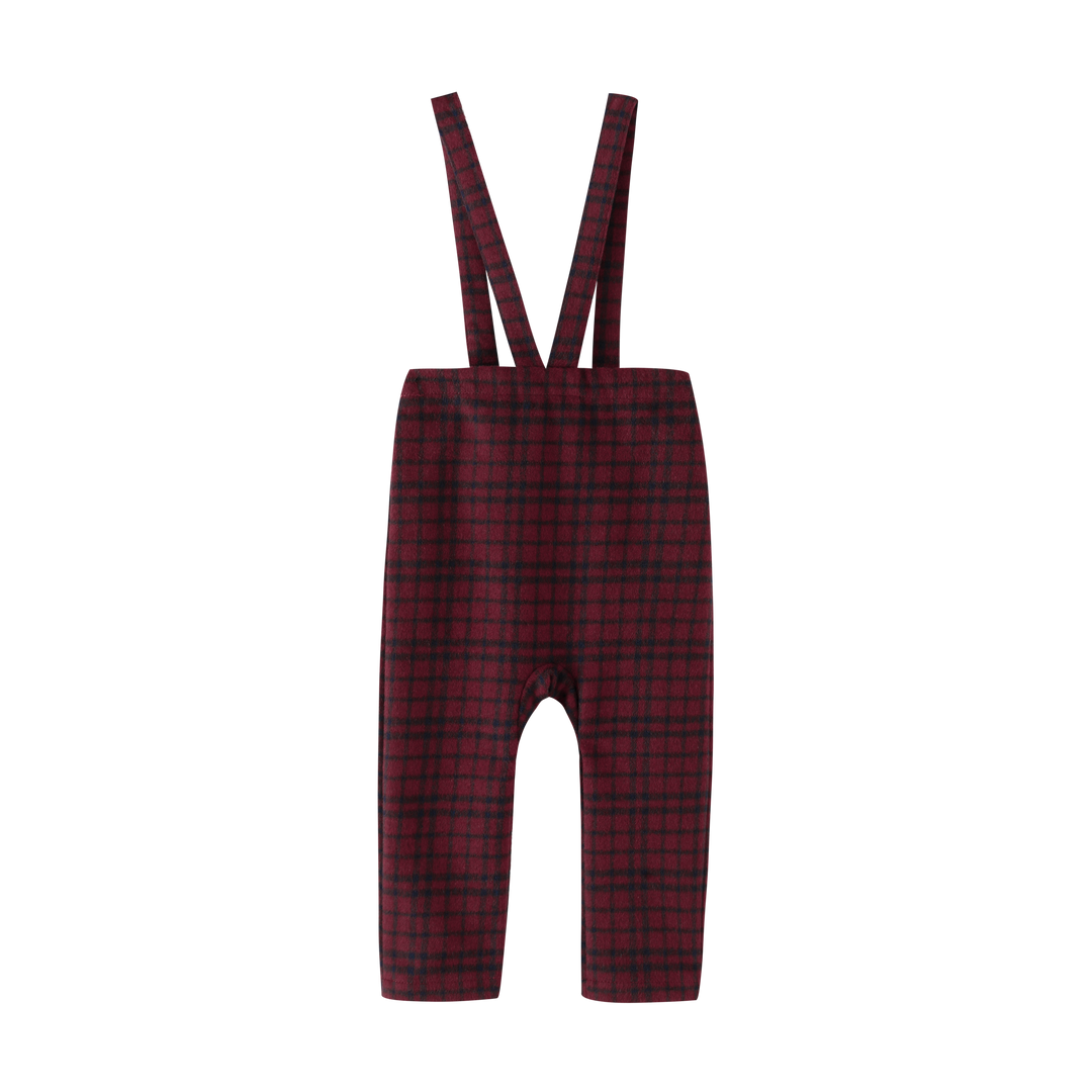 pants plaid suspender - burgundy plaid